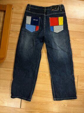 Qruel Extra Wide Leg Colour Block Jeans- Size Small